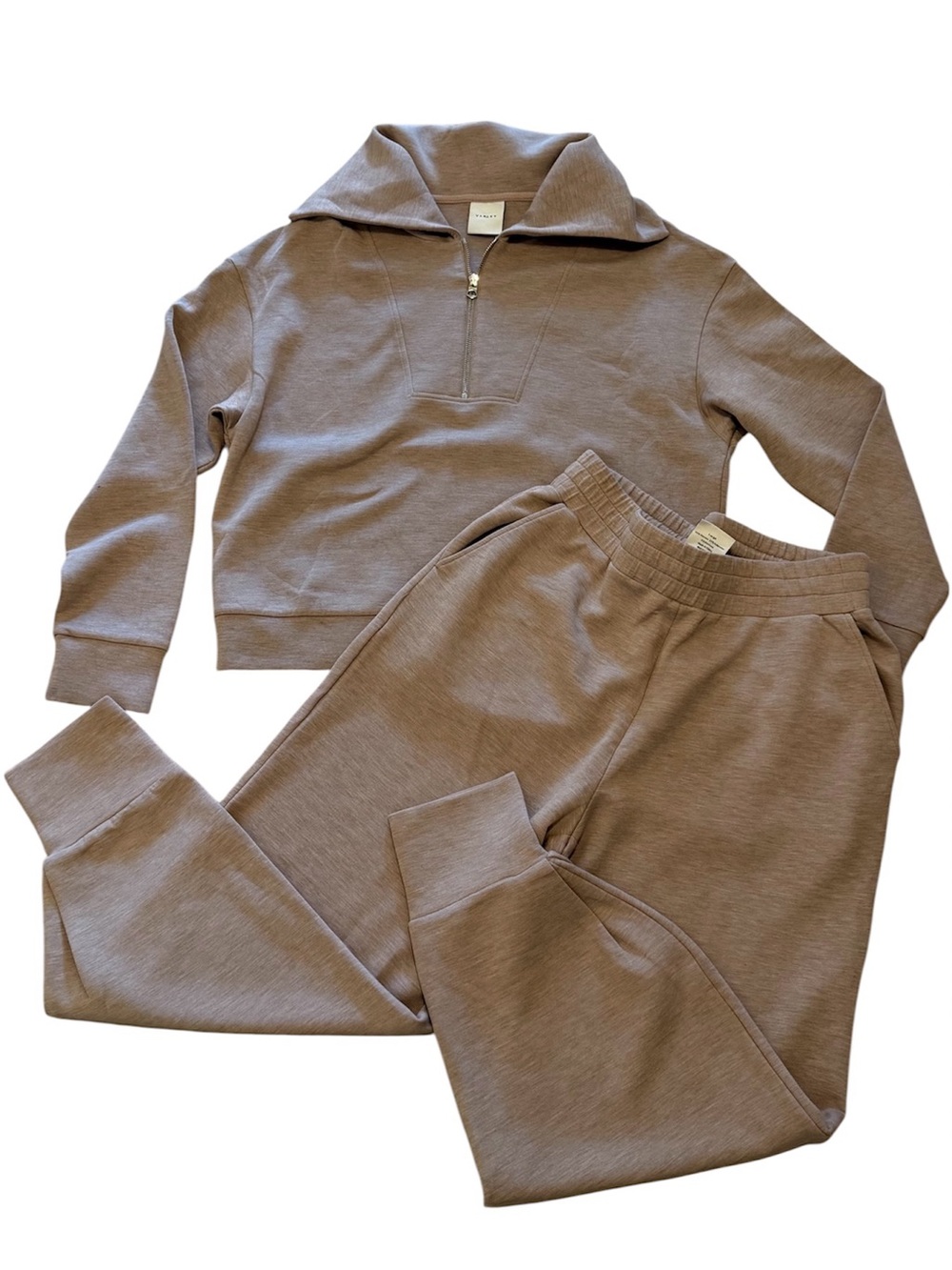 Varley Brown Half-Zip Sweatshirt & Joggers Set TOP IS XL BOTTOMS LARGE